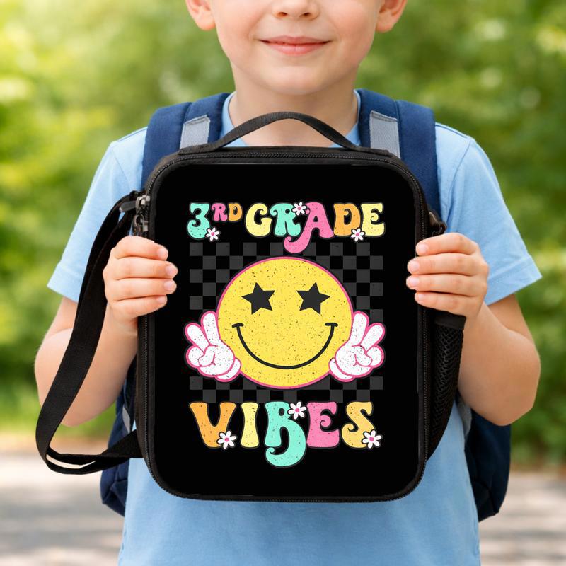 3rd Grade Smiley Lunch Bag - Retro Back To School Kids Lunch Box Bag 3rd Grade Smiley Lunch Bag - Retro Back To School Kids Lunch Box Bag