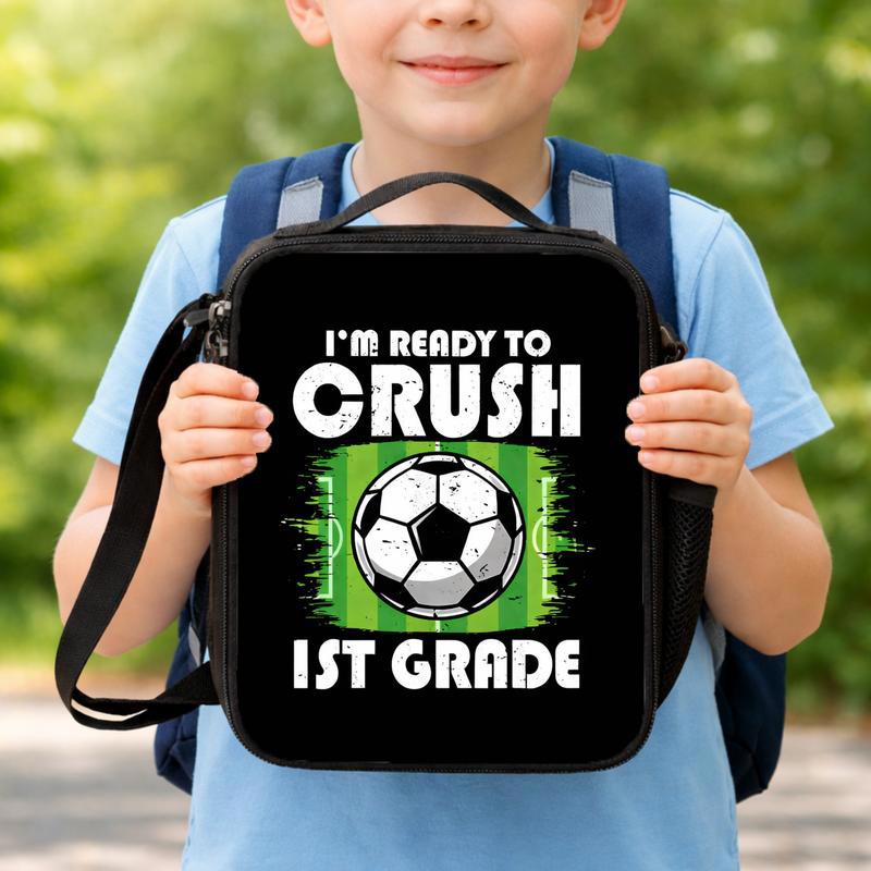 Ready To Crush First Grade Soccer Lunch Bag - Cool School Design Lunch Box Bag
