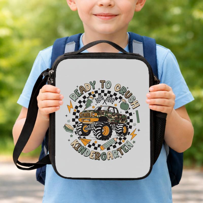 Ready To Crush Kindergarten Lunch Bag - Boys Monster Truck Lunch Box Bag Ready To Crush Kindergarten Lunch Bag - Boys Monster Truck Lunch Box Bag