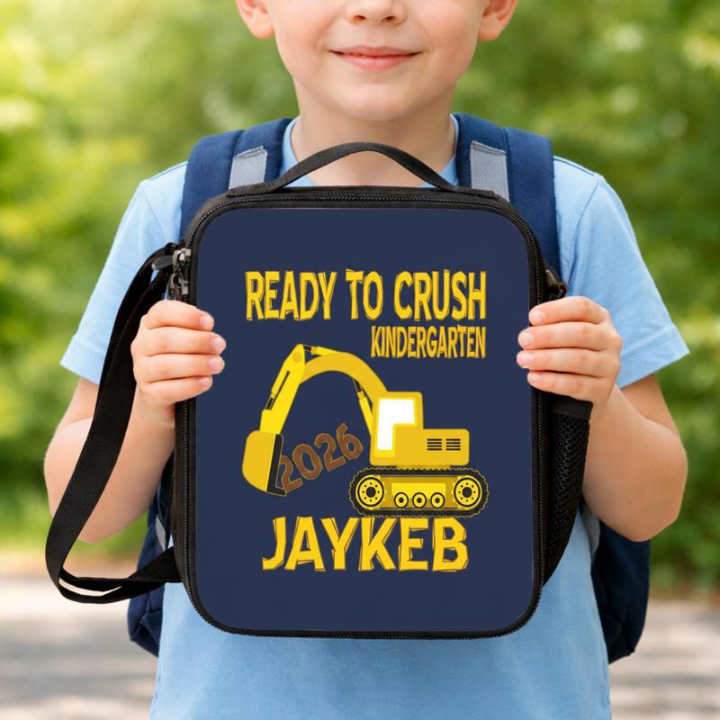 Ready To Crush Kindergarten Lunch Bag For Boys - Custom Name Lunch Box Bag Ready To Crush Kindergarten Lunch Bag For Boys - Custom Name Lunch Box Bag