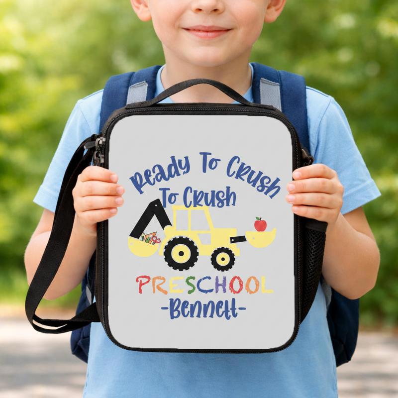 Ready To Crush Preschool Lunch Bag For Boys - Custom Construction Theme Lunch Box Bag Ready To Crush Preschool Lunch Bag For Boys - Custom Construction Theme Lunch Box Bag