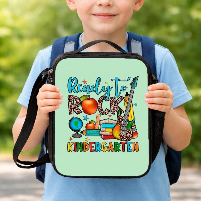 Ready To Rock Kindergarten Lunch Bag - Cute School Icons Lunch Box Bag