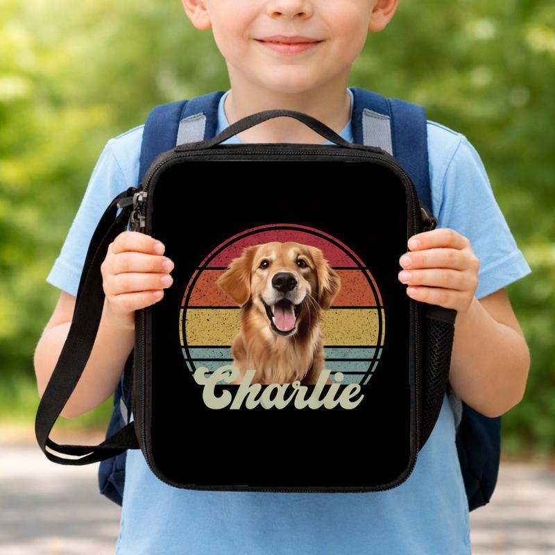 Retro Custom Dog Portrait Lunch Box Bag Retro Custom Dog Portrait Lunch Box Bag