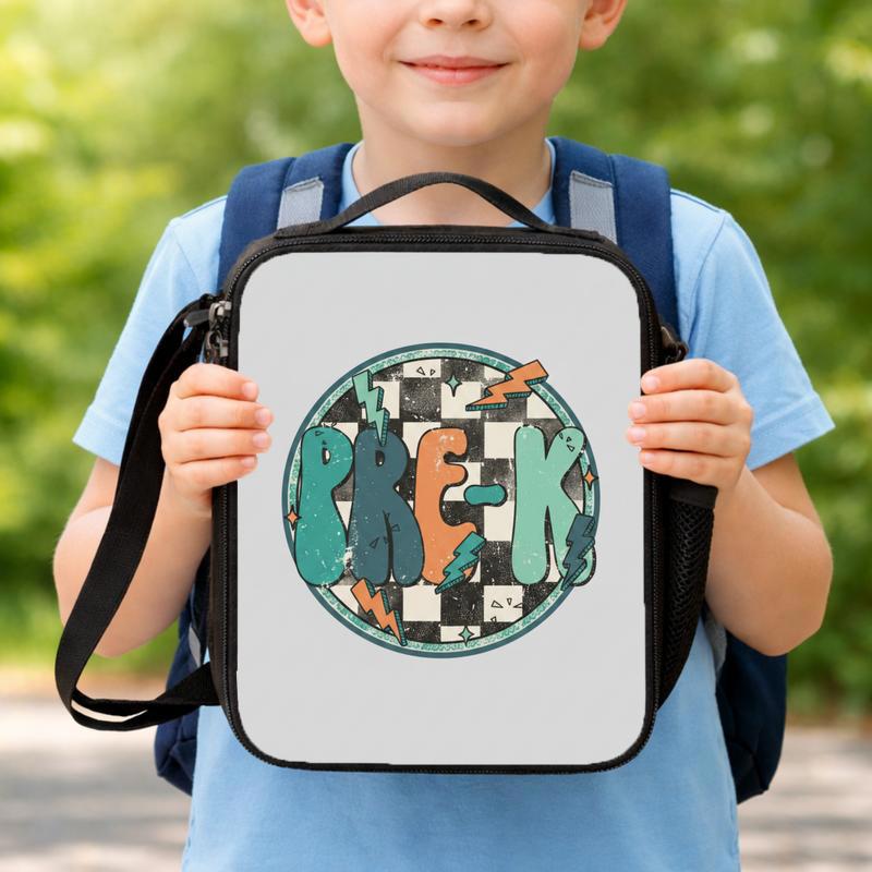 Retro Pre-K Lunch Bag - Checkerboard Kids School Style Lunch Box Bag Retro Pre-K Lunch Bag - Checkerboard Kids School Style Lunch Box Bag