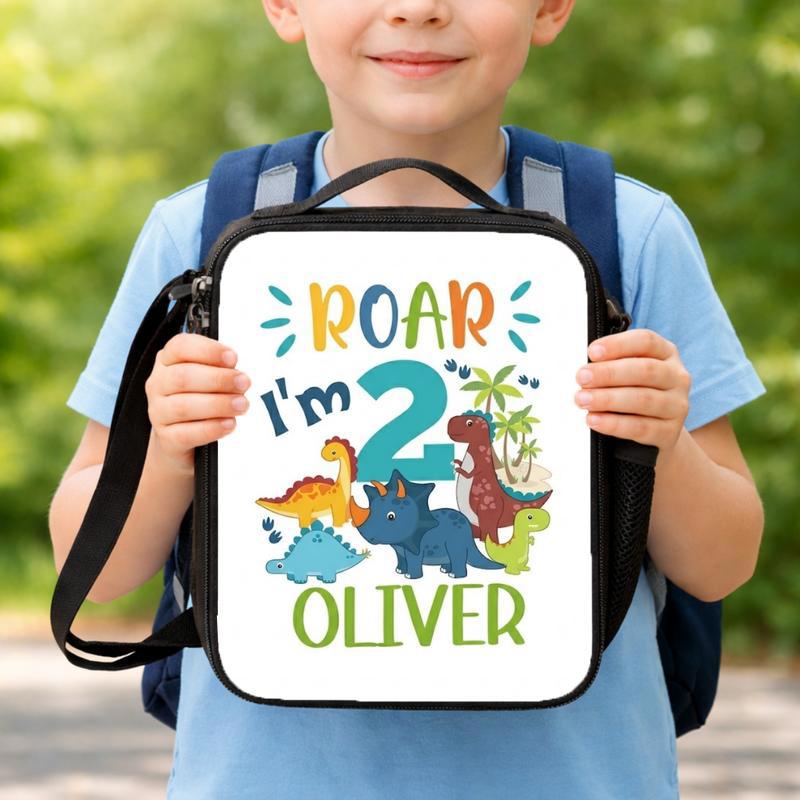 Roar I'm 2 Lunch Bag - Personalized Dino Kids Gift Lunch Box Bag Roar I'm 2 Lunch Bag - Personalized Dino Kids Gift Lunch Box Bag