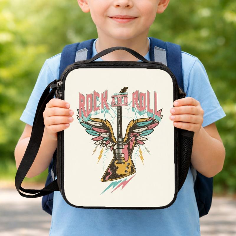 Rock And Roll Students Lunch Bag - Vintage Music School Style Lunch Box Bag Rock And Roll Students Lunch Bag - Vintage Music School Style Lunch Box Bag
