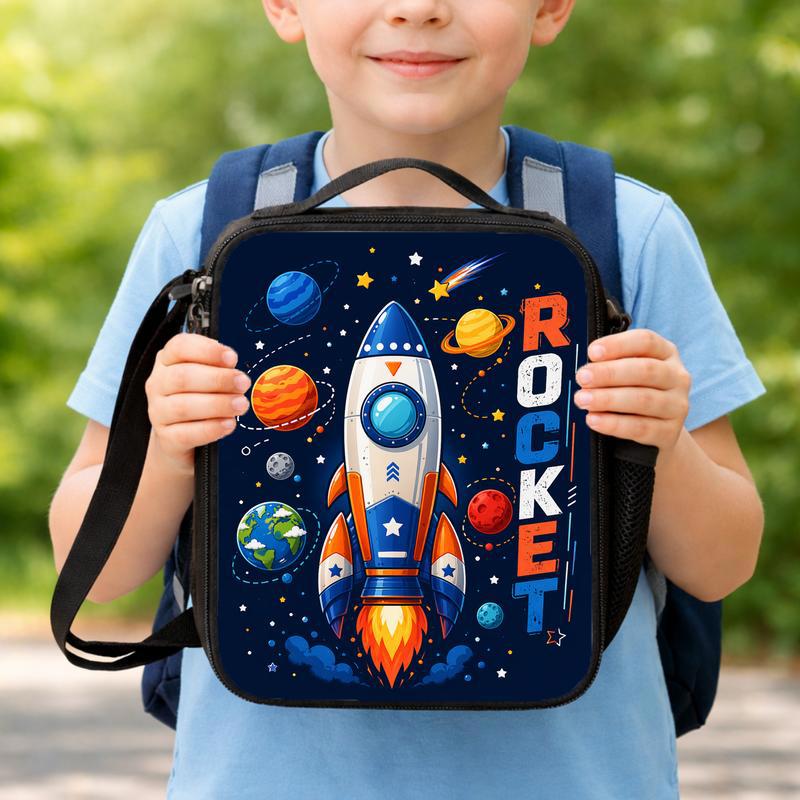 Rocket Lunch Bag Kids - Back To School Space Adventure Lunch Box Bag