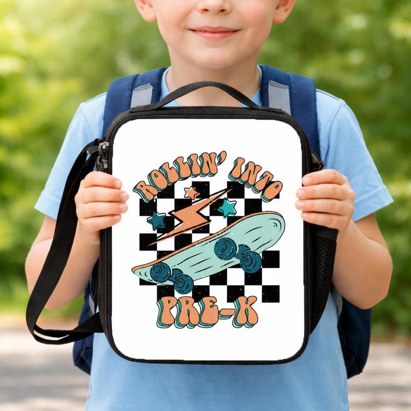 Rollin Into Pre-K Lunch Bag - Cool Kids Skateboard Back To School Lunch Box Bag Rollin Into Pre-K Lunch Bag - Cool Kids Skateboard Back To School Lunch Box Bag