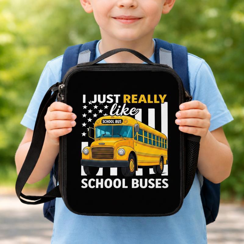 School Bus Lover Lunch Bag - Back To School Kids Gift Lunch Box Bag School Bus Lover Lunch Bag - Back To School Kids Gift Lunch Box Bag