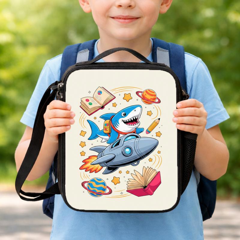 Shark Rocket Lunch Bag Kids - Back To School Fun Design Lunch Box Bag Shark Rocket Lunch Bag Kids - Back To School Fun Design Lunch Box Bag