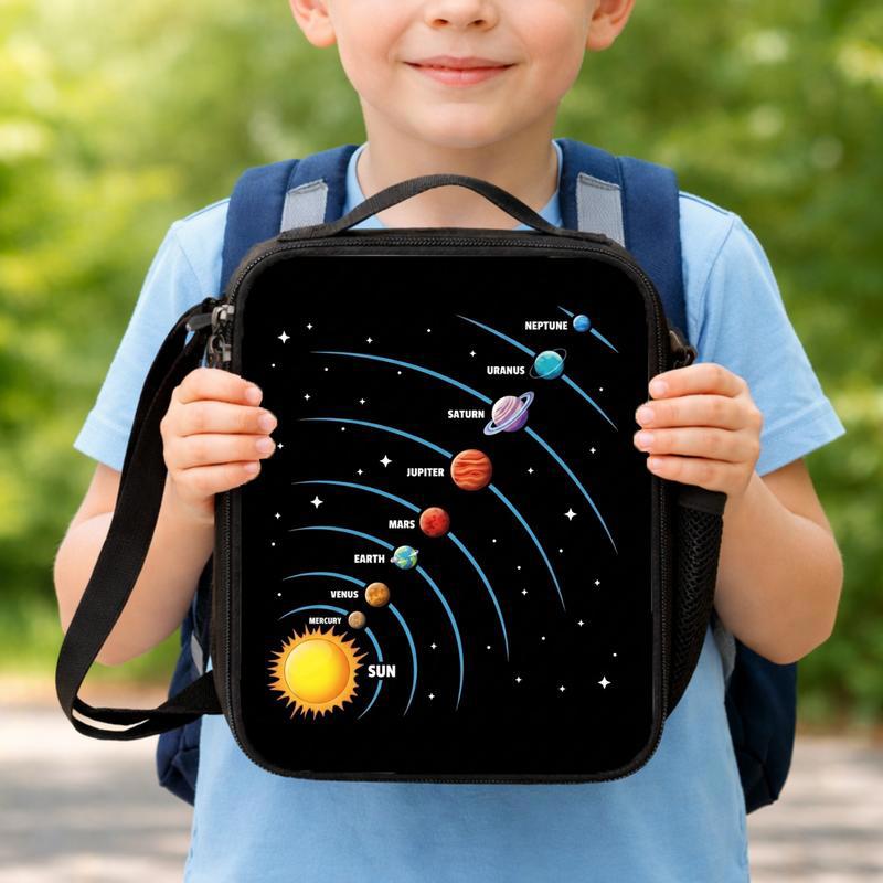 Solar System Lunch Bag Kids - Space Orbit Planets Design Lunch Box Bag