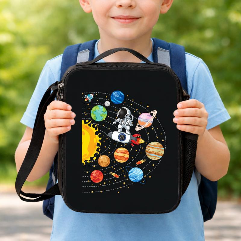 Space School Lunch Bag Kids - Astronaut Solar System Planets Lunch Box Bag