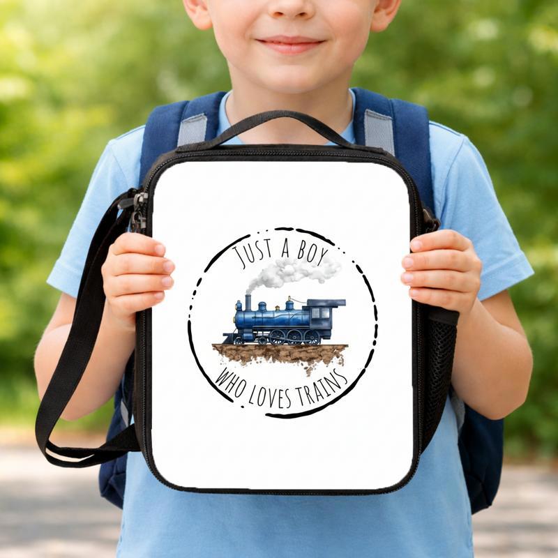 Train Lover Kids Lunch Bag - Just A Boy Who Loves Trains Lunch Box Bag Train Lover Kids Lunch Bag - Just A Boy Who Loves Trains Lunch Box Bag
