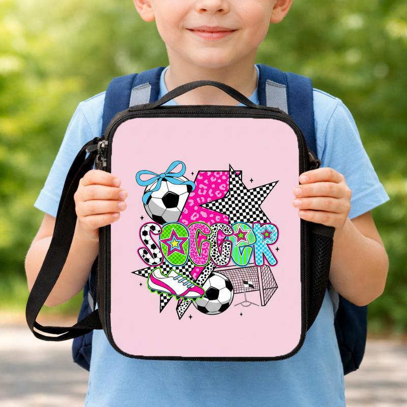 Trendy Soccer Collage Lunch Bag - Cool Girls School Style Lunch Box Bag Trendy Soccer Collage Lunch Bag - Cool Girls School Style Lunch Box Bag