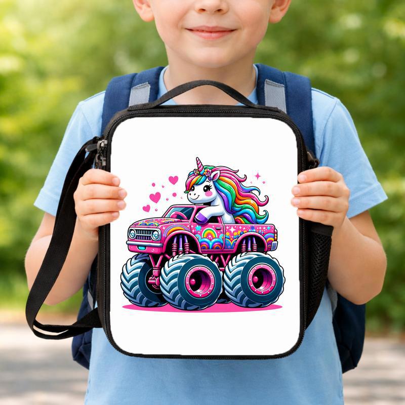 Unicorn Monster Truck Lunch Bag - Cute Girls Back To School Lunch Box Bag