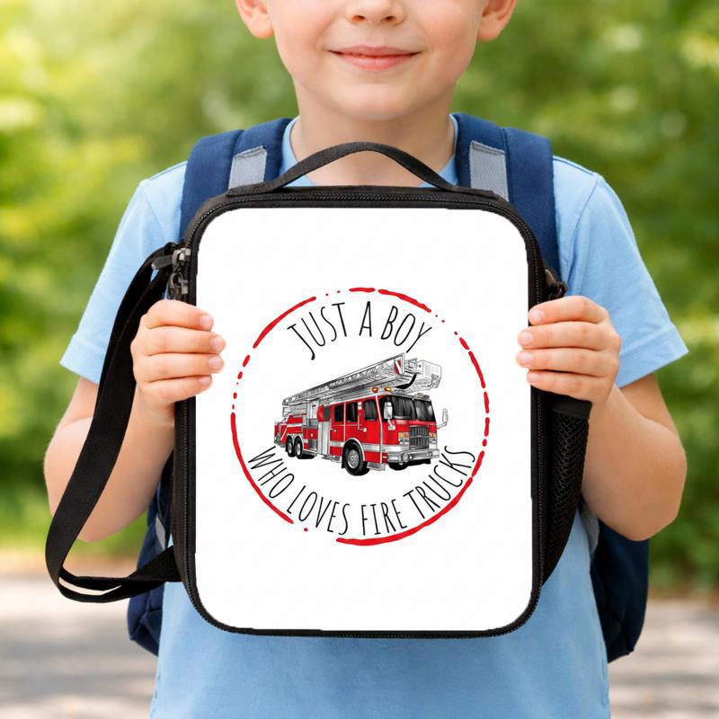 Vintage Fire Truck Lunch Bag For Kids - Just A Boy Fire Truck Lover Lunch Box Bag Vintage Fire Truck Lunch Bag For Kids - Just A Boy Fire Truck Lover Lunch Box Bag