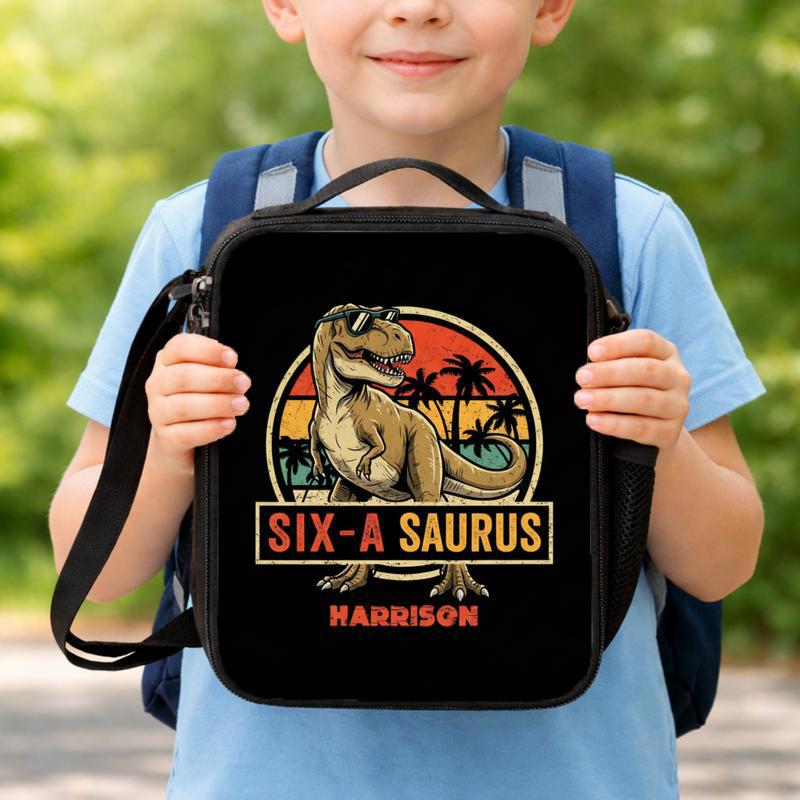 Vintage Personalized Dinosaur Lunch Bag - Back To School Kids Lunch Box Bag Vintage Personalized Dinosaur Lunch Bag - Back To School Kids Lunch Box Bag