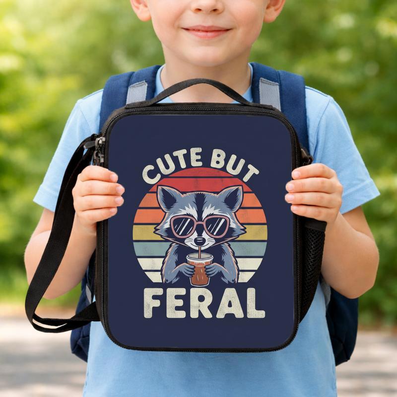 Vintage Raccoon Lunch Bag - Back To School Cute But Feral Lunch Box Bag