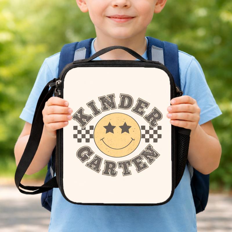 Vintage Smiley Lunch Bag - Kindergarten Kids School Style Lunch Box Bag Vintage Smiley Lunch Bag - Kindergarten Kids School Style Lunch Box Bag