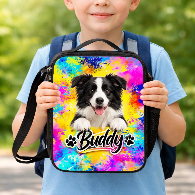 Watercolor Dog Portrait Lunch Box Bag Watercolor Dog Portrait Lunch Box Bag