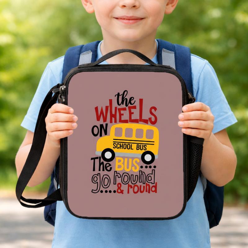 Wheels On The Bus Lunch Bag - Cute Kids School Style Lunch Box Bag Wheels On The Bus Lunch Bag - Cute Kids School Style Lunch Box Bag