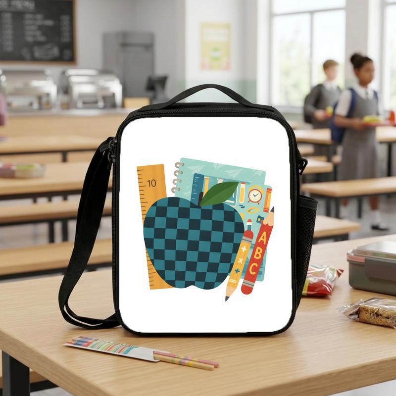 Apple Theme School Lunch Bag - Elementary School Learning Essentials Lunch Box Bag Apple Theme School Lunch Bag - Elementary School Learning Essentials Lunch Box Bag