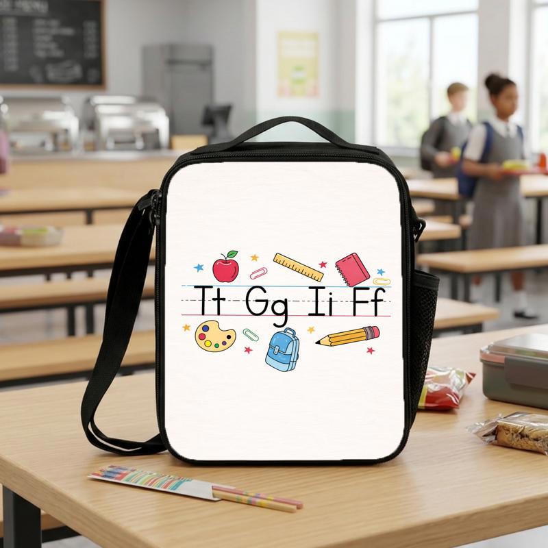 Back To School Lunch Bag - Cute ABC Practice Letters Design Lunch Box Bag