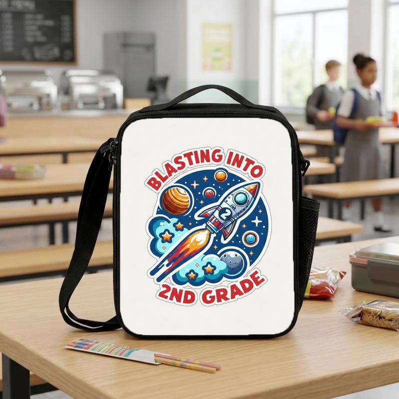 Blasting Into 2nd Grade Rocket Lunch Bag - Kids Back To School Fun Lunch Box Bag