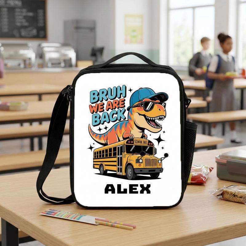 Bruh We Are Back Dinosaur Lunch Bag - Custom Name Kids Lunch Box Bag Bruh We Are Back Dinosaur Lunch Bag - Custom Name Kids Lunch Box Bag