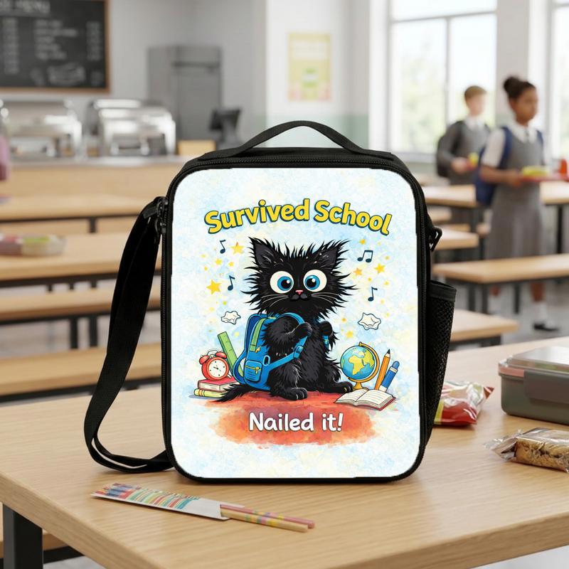 Cat Survived School Lunch Box Bag