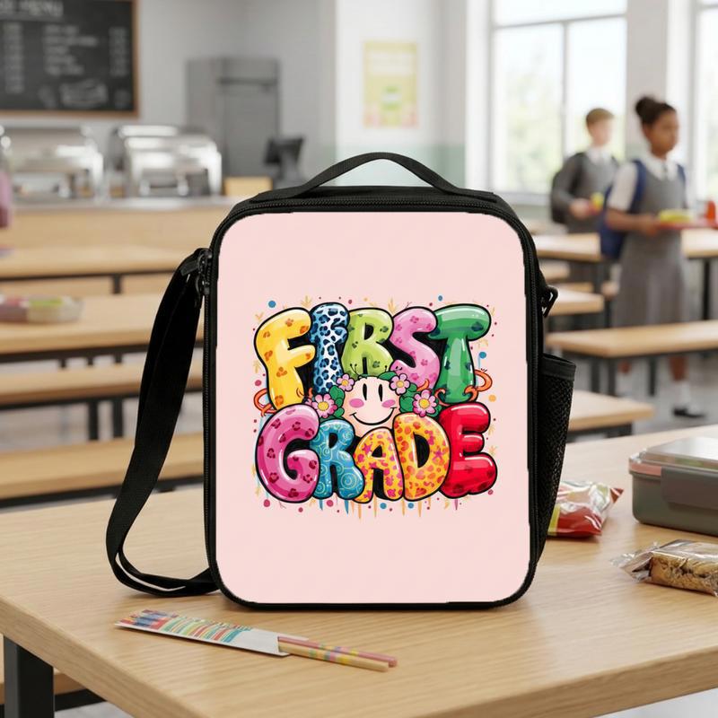 Color Pop First Grade Lunch Bag - Elementary School Smile Art Lunch Box Bag