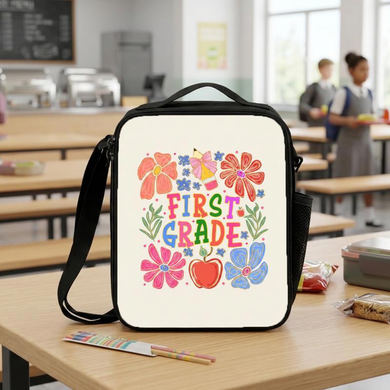 Colorful First Grade Lunch Bag - Elementary School Boho Vibes Lunch Box Bag