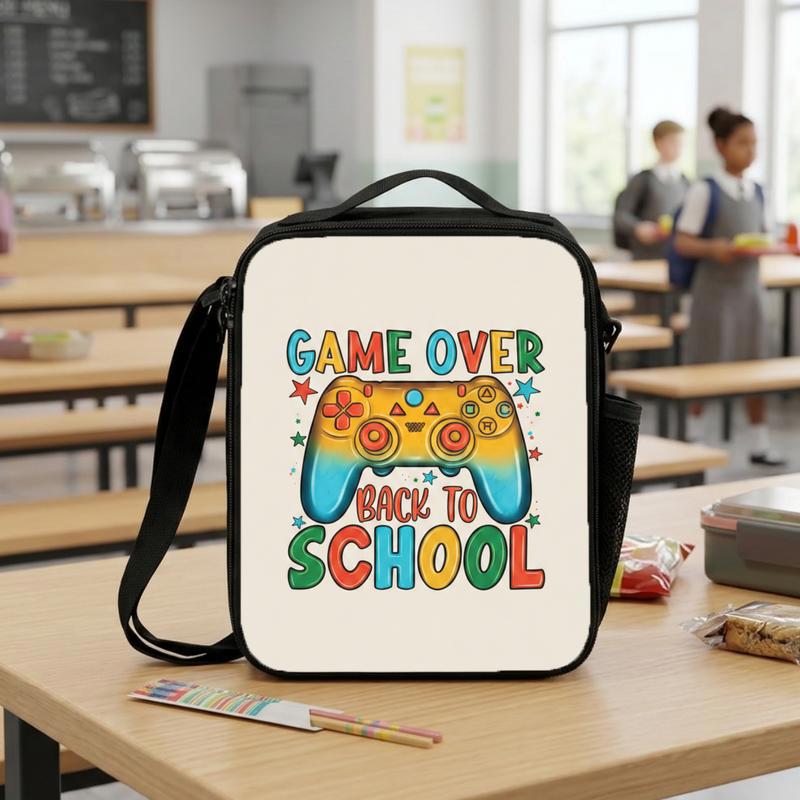 Colorful Game Over Lunch Bag - Back To School Gamer Kids Lunch Box Bag