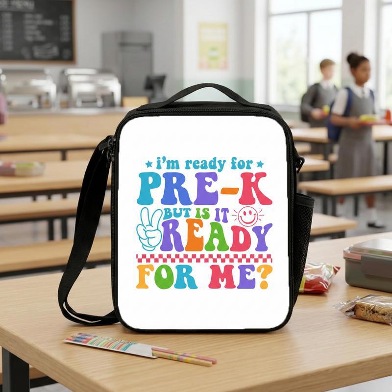 Colorful Kids Lunch Bag - Ready For Pre-K Funny Design Lunch Box Bag Colorful Kids Lunch Bag - Ready For Pre-K Funny Design Lunch Box Bag