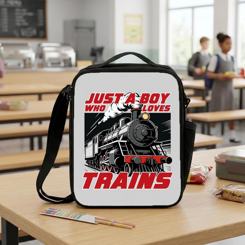 Cool Train Lunch Bag For Kids - Just A Boy Who Loves Trains Lunch Box Bag Cool Train Lunch Bag For Kids - Just A Boy Who Loves Trains Lunch Box Bag