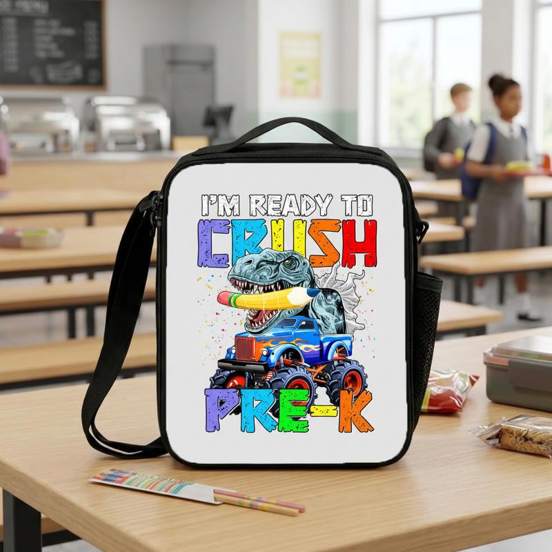 Crush Pre-K Dino Truck Lunch Bag - Kids School Fun Lunch Box Bag Crush Pre-K Dino Truck Lunch Bag - Kids School Fun Lunch Box Bag