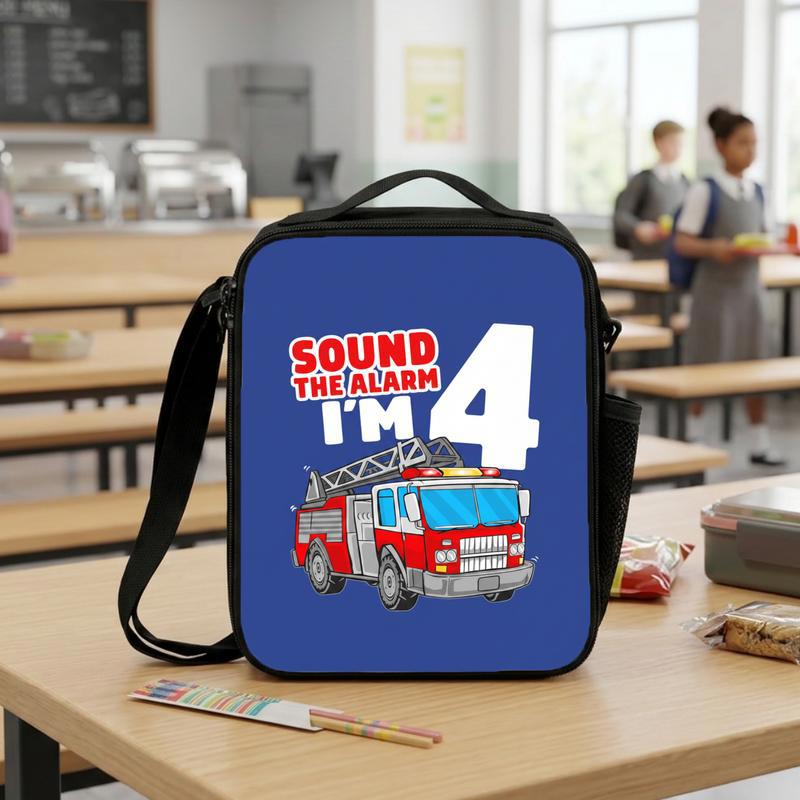 Custom Age Fire Truck Lunch Bag - Funny Back To School Kids Lunch Box Bag Custom Age Fire Truck Lunch Bag - Funny Back To School Kids Lunch Box Bag