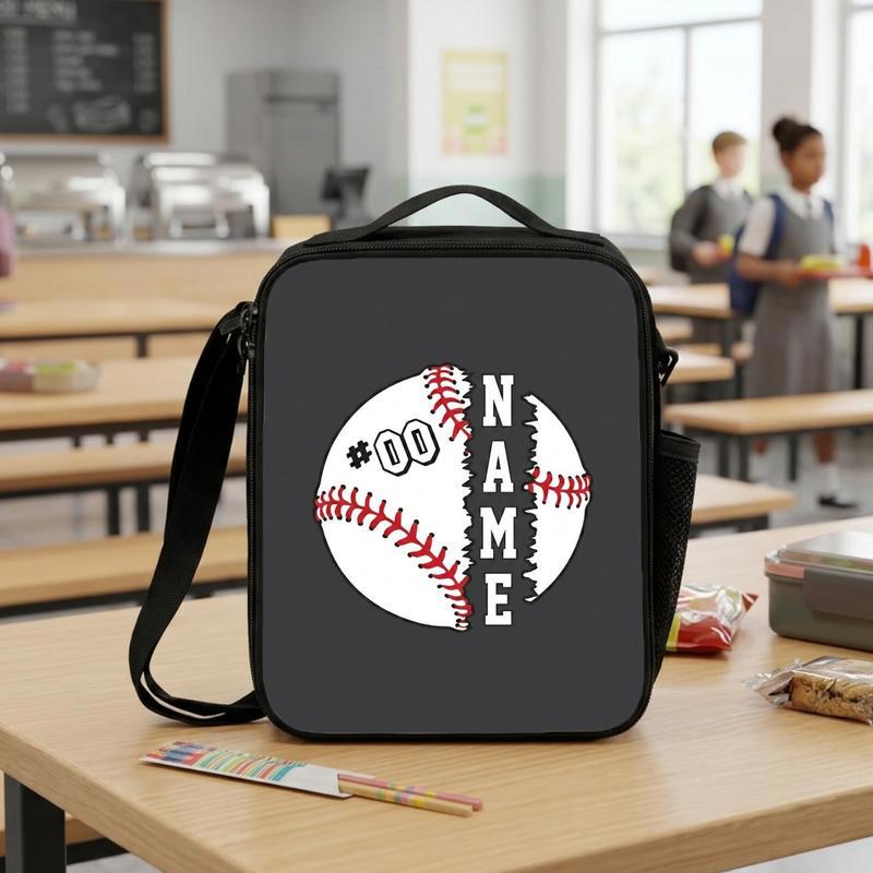 Custom Baseball Lunch Bag - Name And Number Back To School Lunch Box Bag Custom Baseball Lunch Bag - Name And Number Back To School Lunch Box Bag