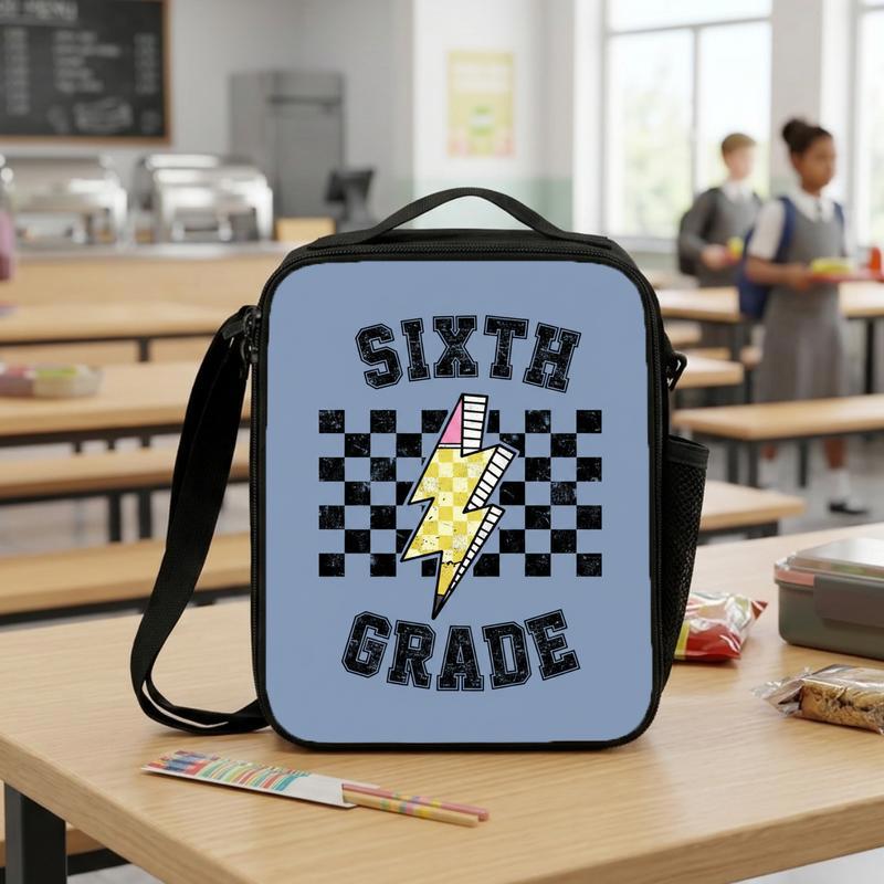 Custom Grade Middle School Lunch Bag - Back To School Cool Retro Style Lunch Box Bag Custom Grade Middle School Lunch Bag - Back To School Cool Retro Style Lunch Box Bag