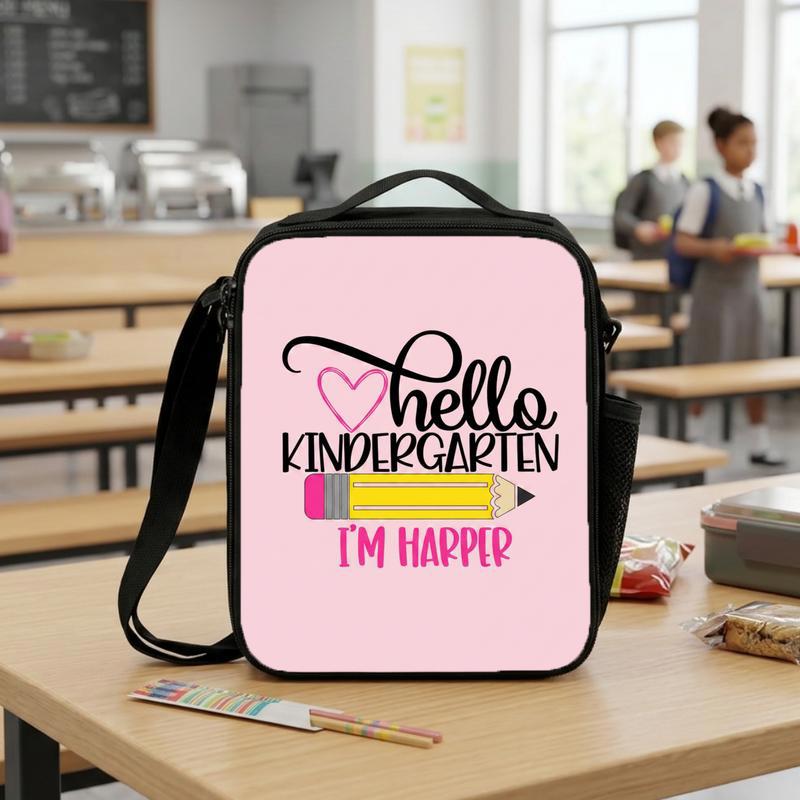 Custom Kids Lunch Bag - First Day Kindergarten With Name Lunch Box Bag Custom Kids Lunch Bag - First Day Kindergarten With Name Lunch Box Bag