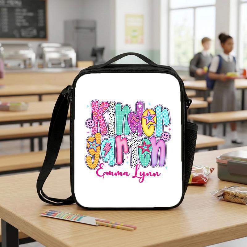 Custom Kids Lunch Bag - Kindergarten Name Design For Girls Lunch Box Bag