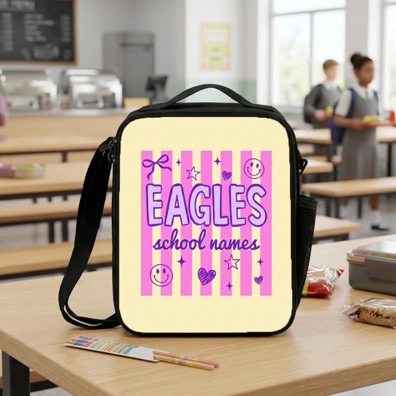 Custom Mascot Striped Lunch Bag - Middle School Spirit Trendy Look Lunch Box Bag Custom Mascot Striped Lunch Bag - Middle School Spirit Trendy Look Lunch Box Bag