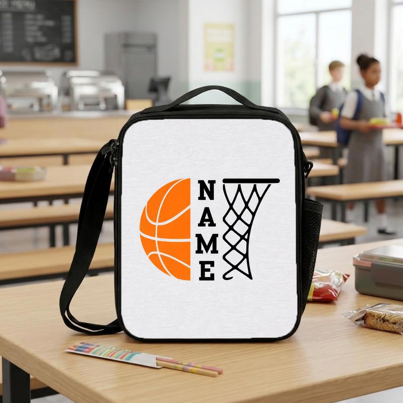Custom Name Basketball Lunch Bag - Back To School Sport Style Lunch Box Bag Custom Name Basketball Lunch Bag - Back To School Sport Style Lunch Box Bag