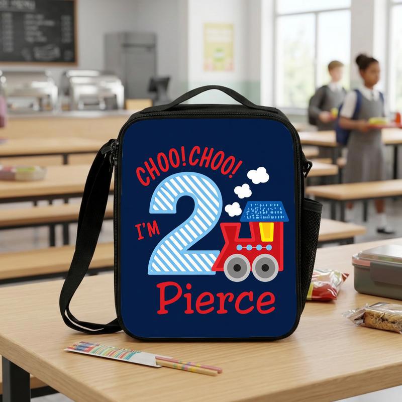 Custom Name Train Lunch Bag - I'm 2 Choo Choo Kids Gift Lunch Box Bag