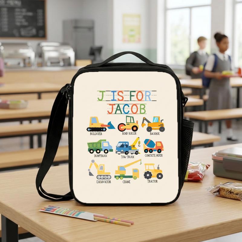 Custom Name Truck Lunch Bag For Boys - Back To School Gift Lunch Box Bag Custom Name Truck Lunch Bag For Boys - Back To School Gift Lunch Box Bag