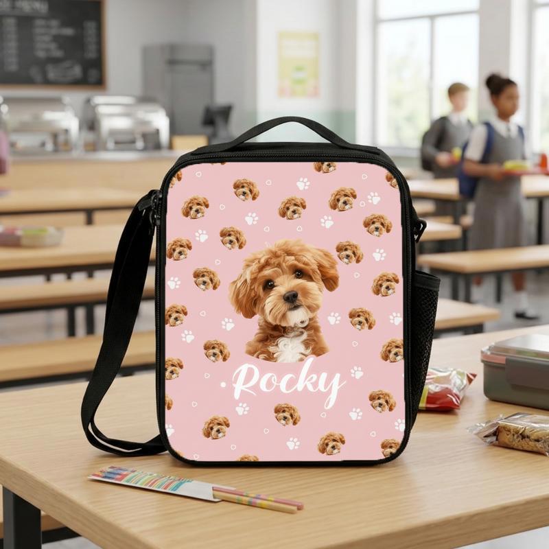 Custom Pet Photo Backpack_ Personalized Dog_Cat Face Schoolbag Lunch Box Bag Custom Pet Photo Backpack_ Personalized Dog_Cat Face Schoolbag Lunch Box Bag