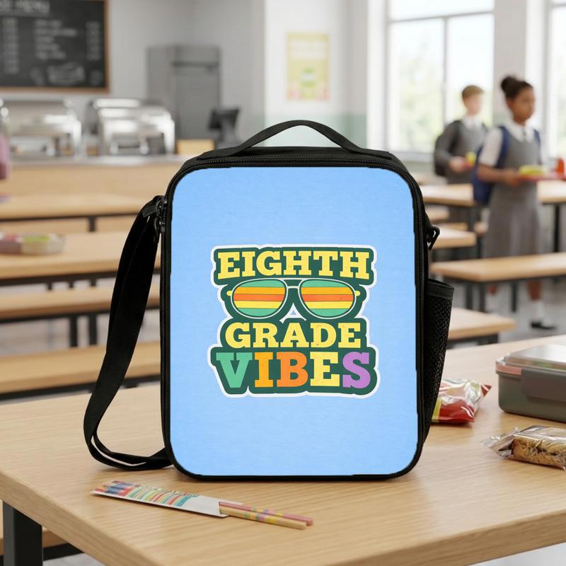 Custom 8th Grade Lunch Bag - Middle School Back To School Retro Vibe Lunch Box Bag Custom 8th Grade Lunch Bag - Middle School Back To School Retro Vibe Lunch Box Bag