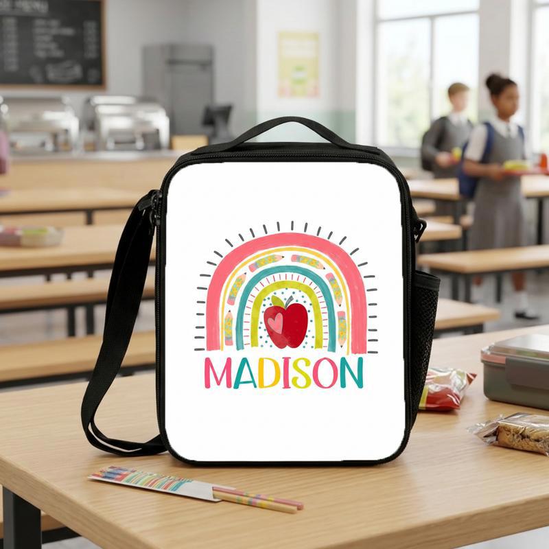 Cute Kindergarten Lunch Bag - Colorful Rainbow Custom Name Design Lunch Box Bag Cute Kindergarten Lunch Bag - Colorful Rainbow Custom Name Design Lunch Box Bag