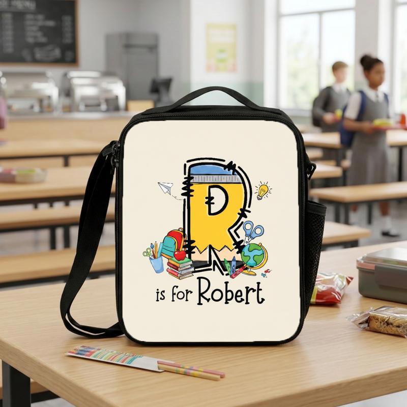 Cute Kindergarten Lunch Bag - Custom Initial Kids Gift Lunch Box Bag Cute Kindergarten Lunch Bag - Custom Initial Kids Gift Lunch Box Bag