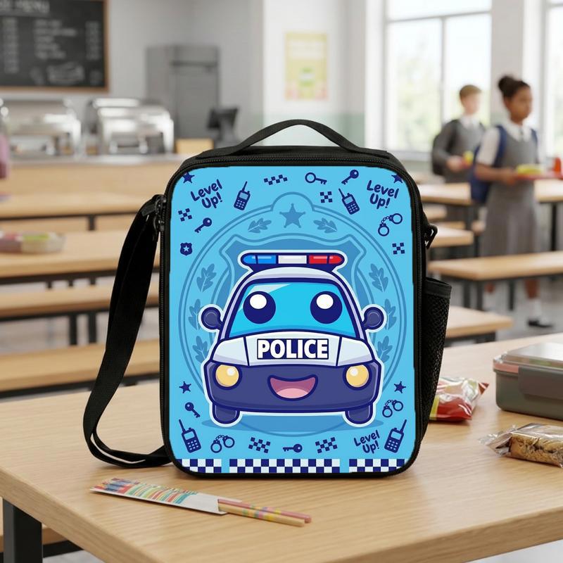 Cute Police Car Lunch Bag - Level Up Kids Back To School Gift Lunch Box Bag Cute Police Car Lunch Bag - Level Up Kids Back To School Gift Lunch Box Bag